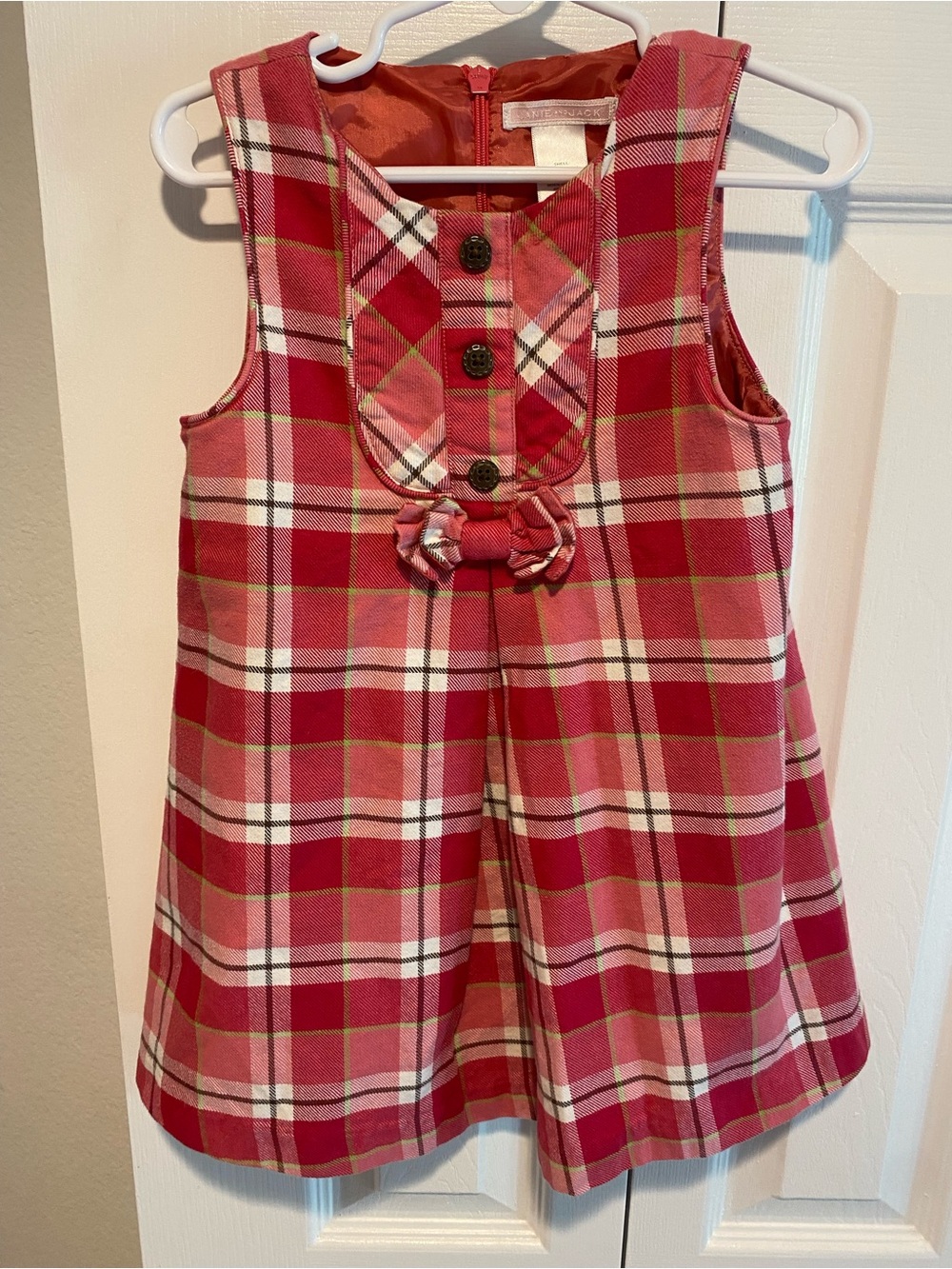 Janie and Jack Red and Pink Plaid Dress with Bow